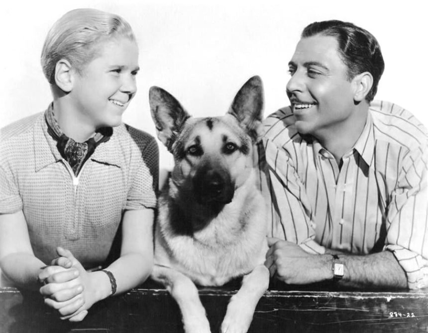 Promotional still for the 1936 film Tough Guy with Rin Tin Tin Dog