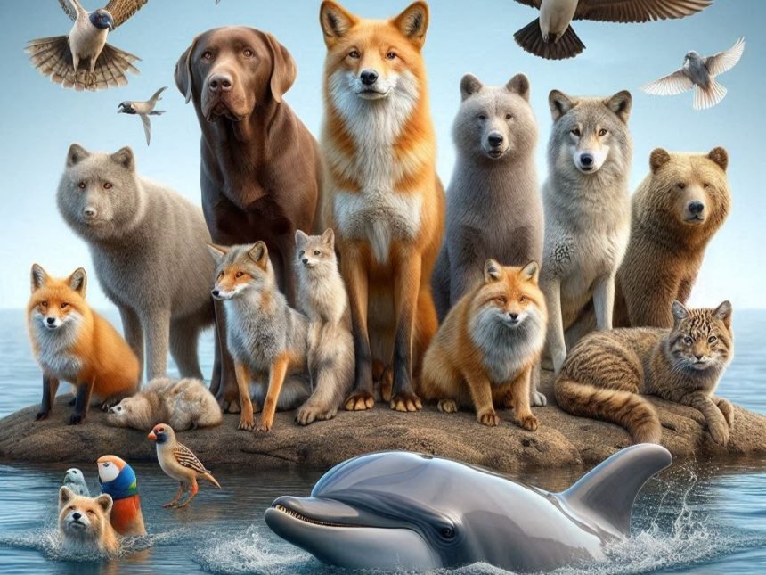 Dog, a tiger, a fox, a bear, a sparrow, and a dolphin. Animal Names for Dogs.