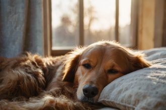 A sleeping dog basks in sunlight, its fluffy fur softly lit. This serene scene captures the essence of Sleeping Dog Pictures, radiating tranquility and warmth.