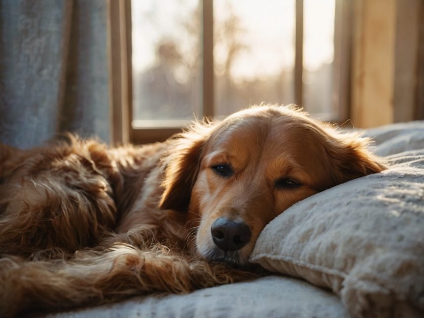 A sleeping dog basks in sunlight, its fluffy fur softly lit. This serene scene captures the essence of Sleeping Dog Pictures, radiating tranquility and warmth.